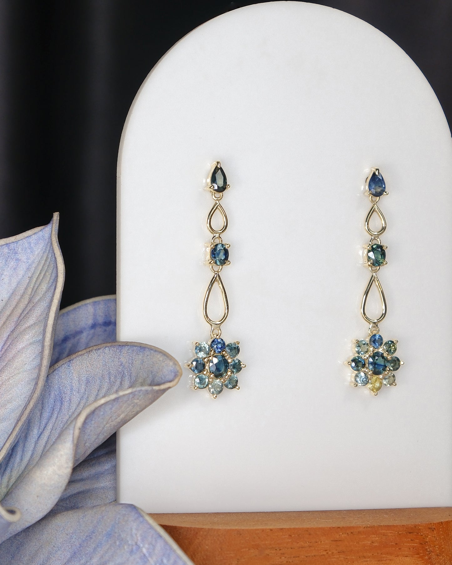 Sapphire Earrings set in 16k Gold.